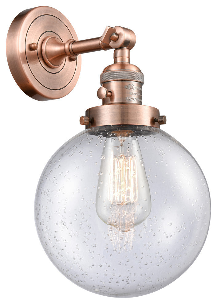 Beacon 1-Light Sconce, Antique Copper, Glass: Seedy