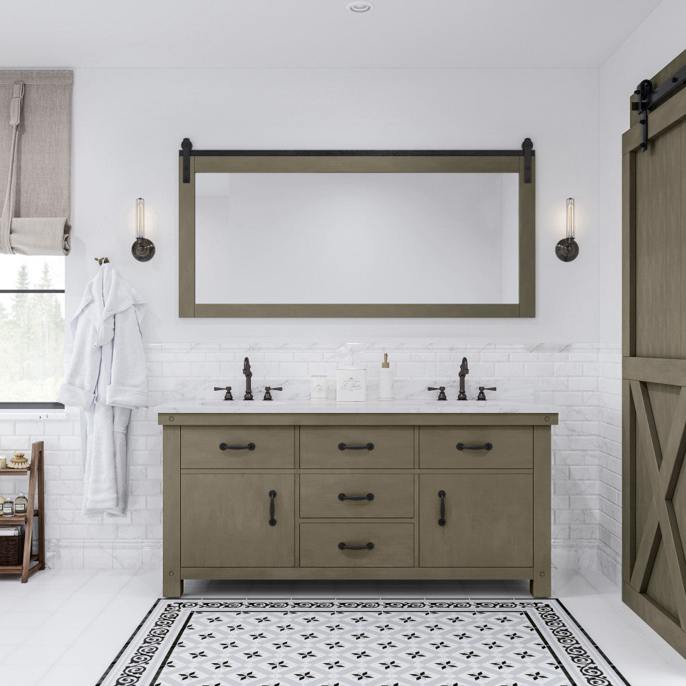 72" Grizzle Grey Double Sink Bathroom Vanity