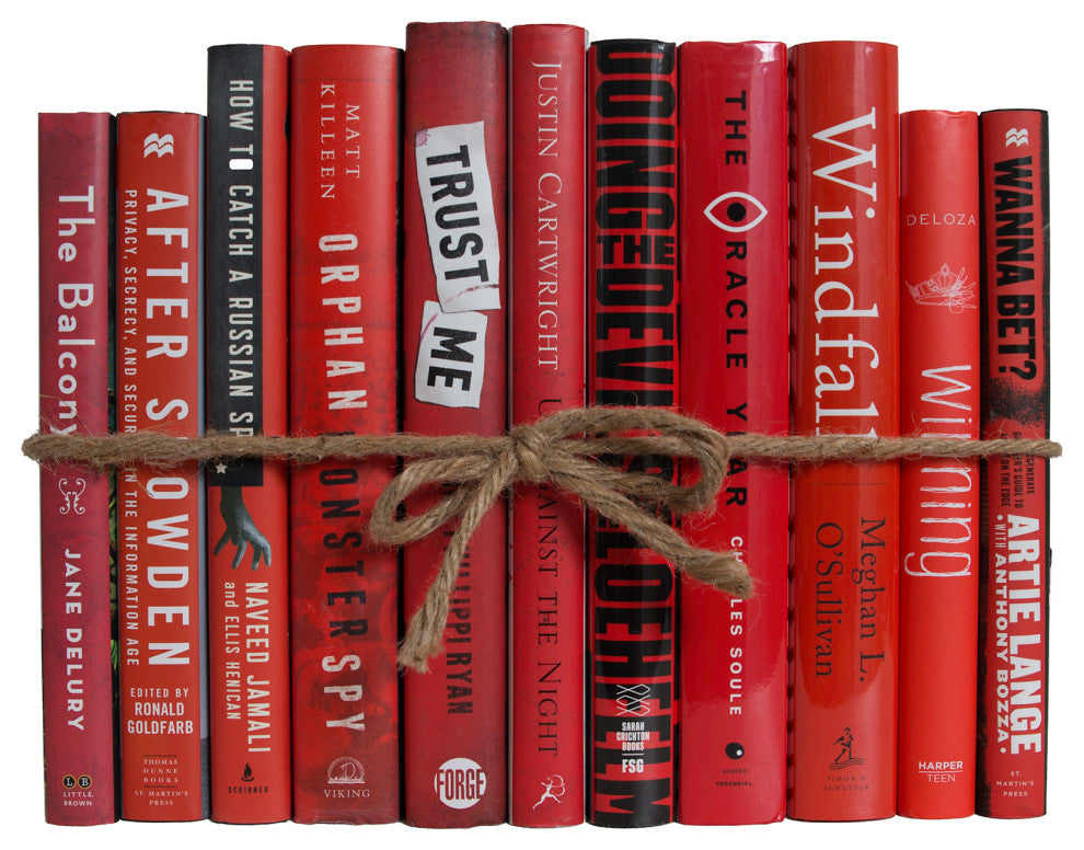 Decorative Books - Scarlet Dust Jacket Book Bundle - 1 foot of Red Books