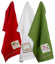 Assorted Cozy Christmas Embellished Dishtowel, Set Of 3