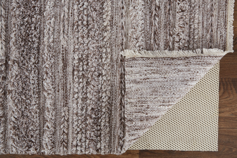 Weave & Wander Akton Shag Rug, Ivory/Rustic Brown, 2ft x 3ft Rug