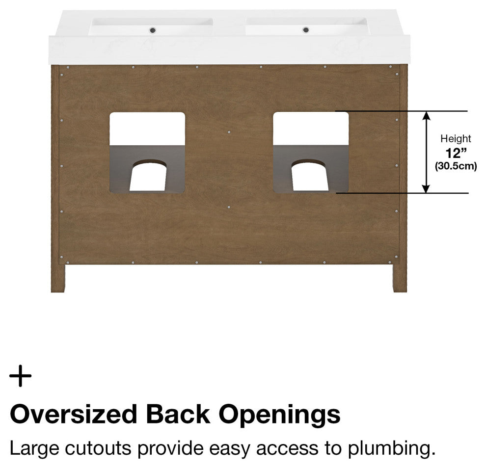 OVE Decors Tahoe 48" Double Sink Bathroom Vanity, Almond Latte