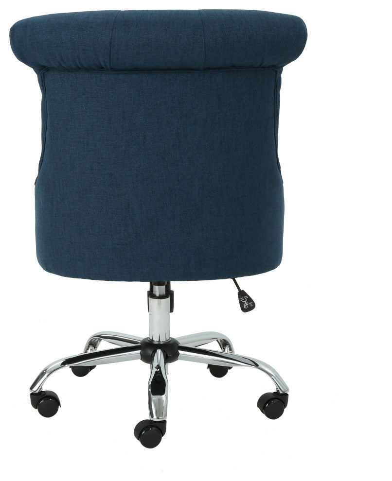 GDF Studio Tyesha Contemporary Fabric Swivel Office Chair, Navy Blue/Chrome