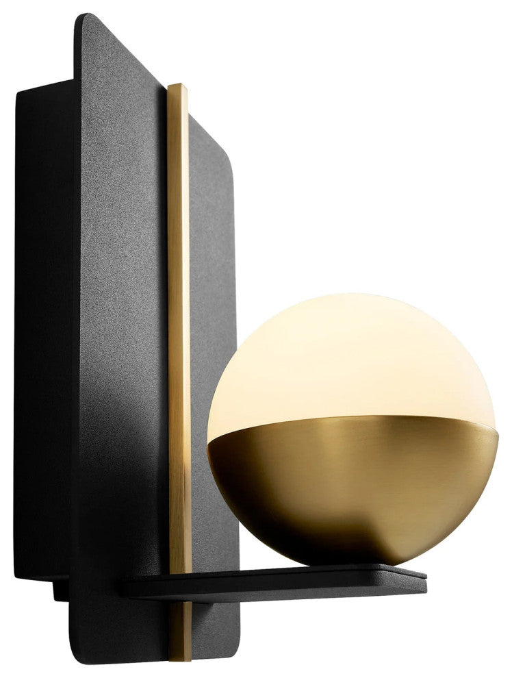 Oxygen Lighting 3-554-1540 Iota 1-Light Wall Sconce, Black With Aged Brass