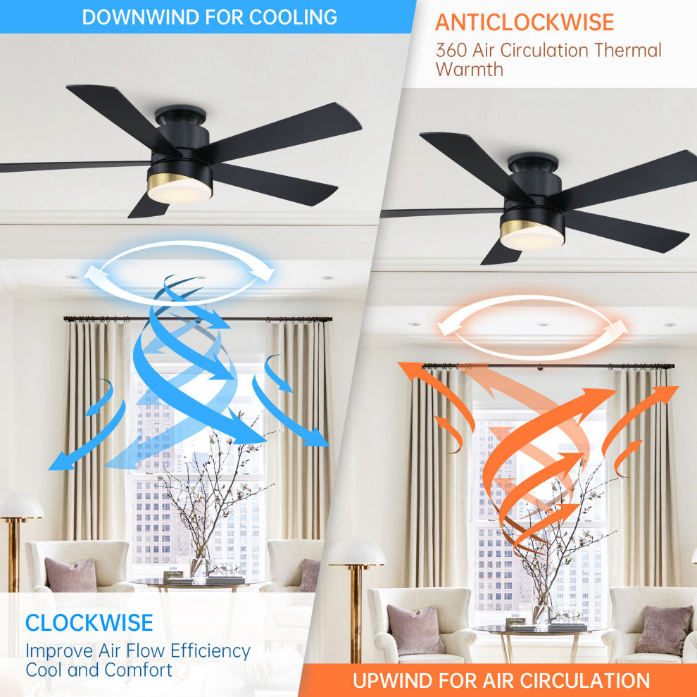 52 in LED Indoor Matte Black Smart Ceiling Fan with Light and Remote