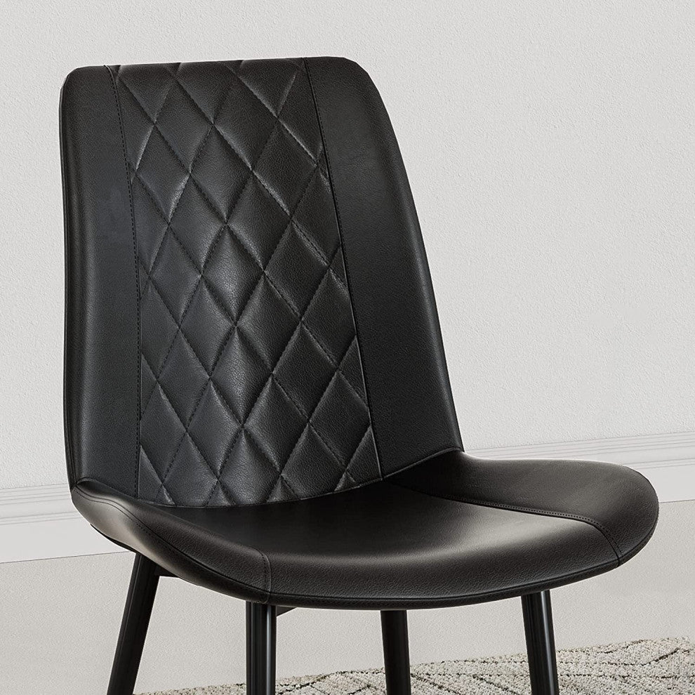 Beige Dining Chairs in Faux Leather with Soft Cushion, Black