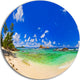 Tropical Beach With Green Sea, Landscape Photo Round Metal Artwork, 11"