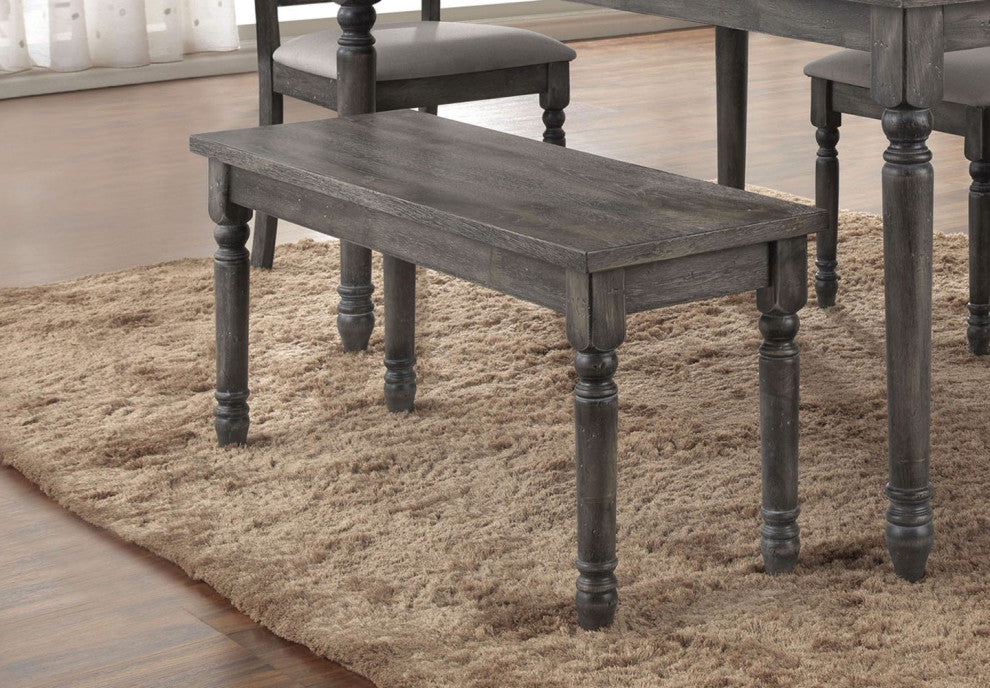 Rectangular Wooden Bench, Weathered Gray