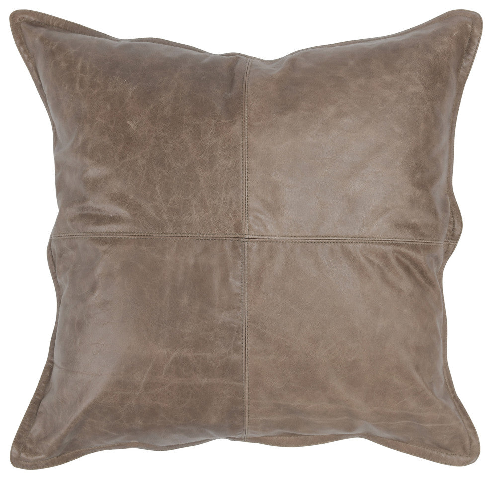 Kosas Home Cheyenne 100% Leather 22" Throw Pillow, Taupe