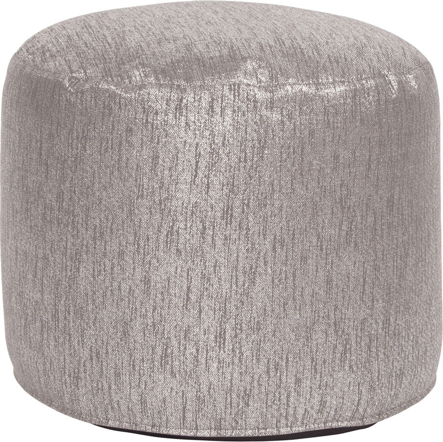 Pouf Ottoman, Tall With Cover, Glam Pewter