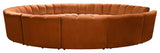 Infinity Channel Tufted Velvet Modular Chair, Cognac, 12 Piece