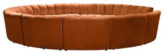 Infinity Channel Tufted Velvet Modular Chair, Cognac, 12 Piece