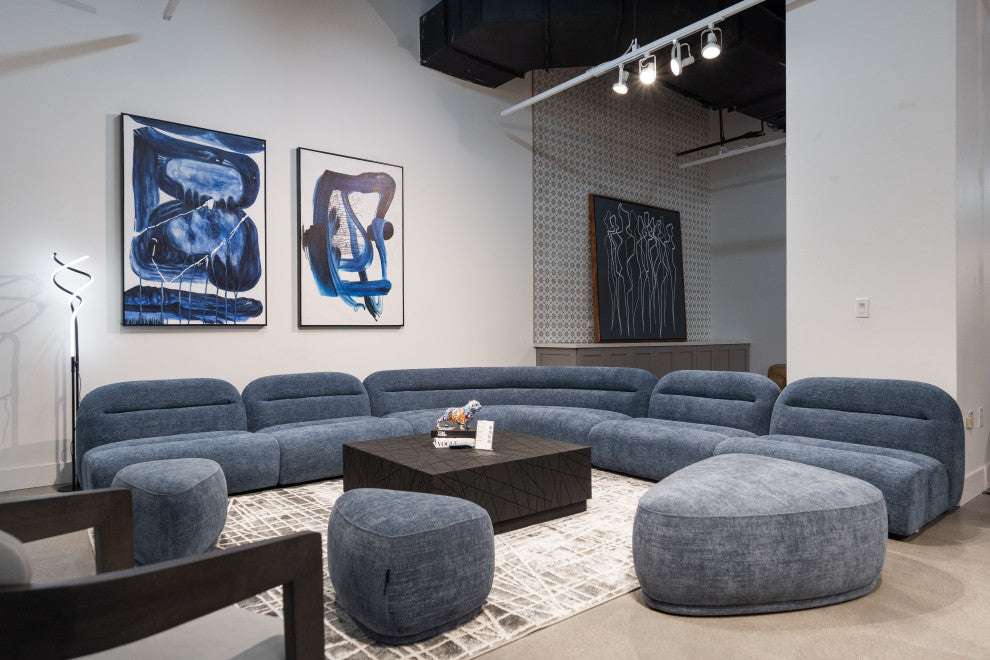 Divani Casa Forman Modern Blue Fabric Modular Sectional Sofa