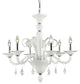 Elegant Muse Dining Room Light, White Finish With Royal Cut Crystal