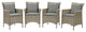 Side Dining Chair Armchair, Set of 4, Rattan, Wicker, Gray, Modern, Outdoor