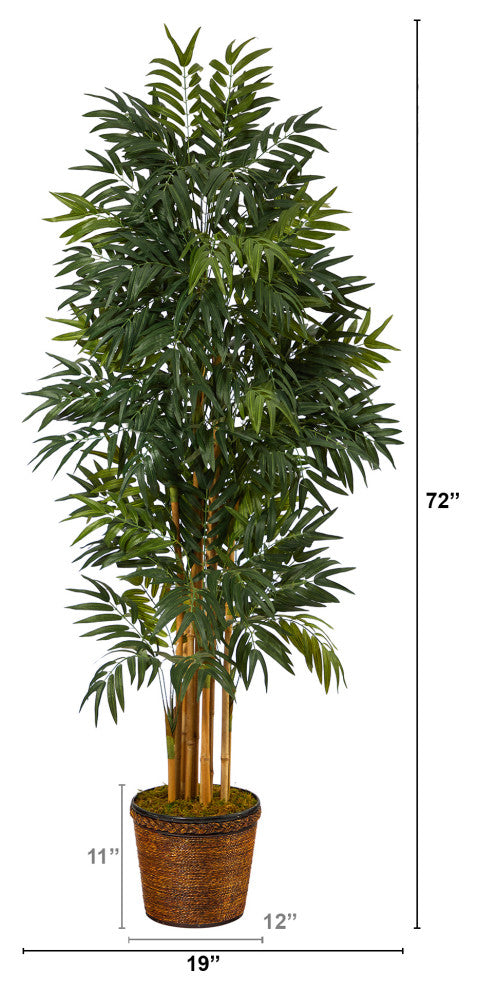 6' Phoenix Artificial Palm Tree, Wicker Planter