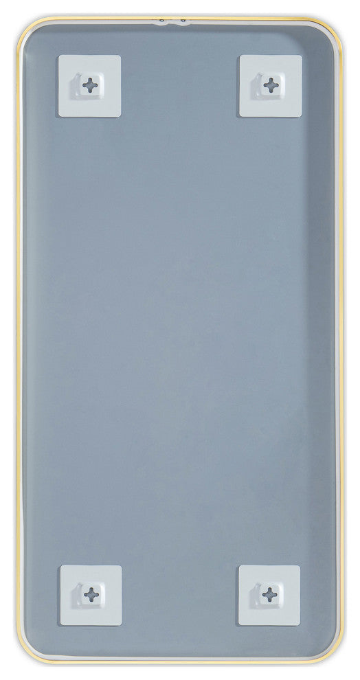 Shatterproof Wall Mount Metal Frame Mirror, FM2, Brushed Gold, 18"x36"
