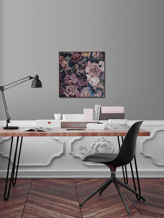 "Taupe Floral" Floater Framed Painting Print on Canvas, 24"x24"