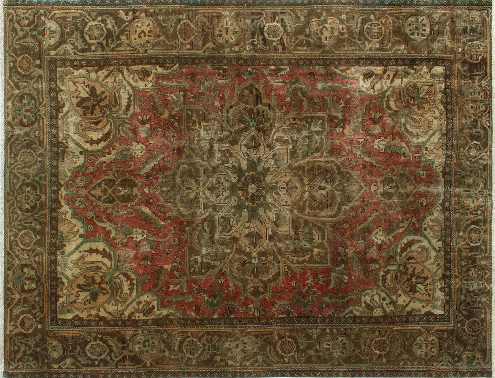 Fine Vintage Distressed Kit Brown Rug, 9''8x11''8