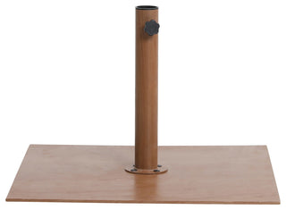 Fiji Patio Umbrella and Base, Beige, Matte White Pole, Teak Belize Base