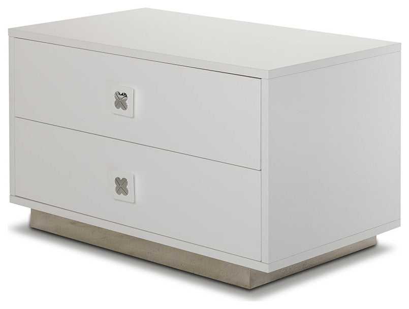 19" White Gloss Mdf Nightstand