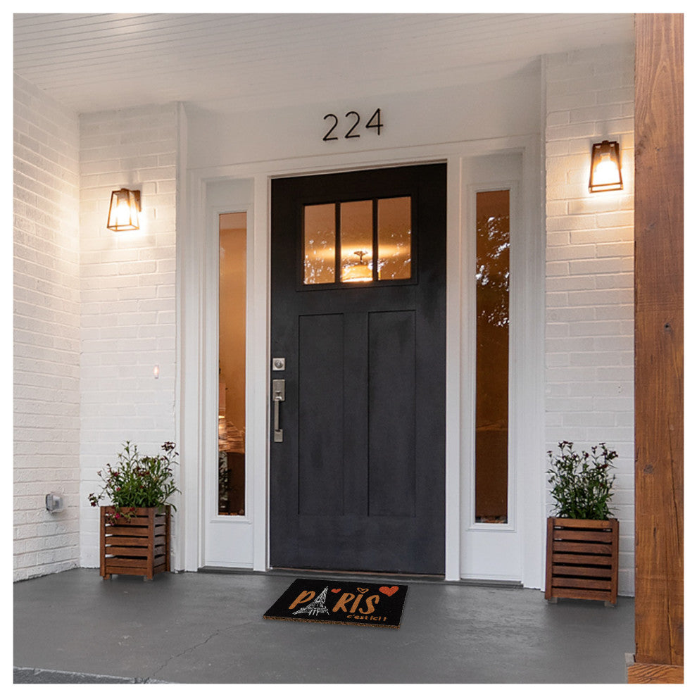Sheltered Coconut Door Mat Printed, 24x16, Paris C'est Ici