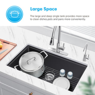 HIGOLD Single Bowl Undermount Kitchen Sink, Black