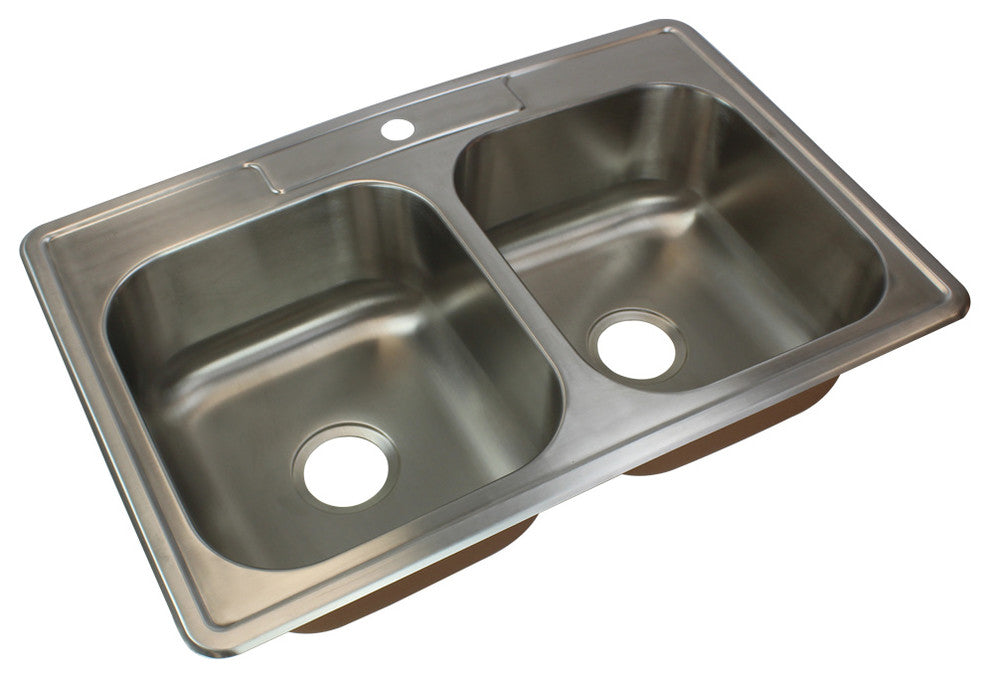 Transolid Classic 33"x22 1/64"x8" Double Drop-in SS Kitchen Sink