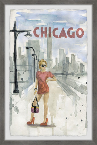 "Posing by the Lakefront" Framed Painting Print, 16x24