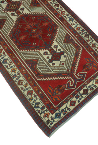 Fine Vintage Distressed Hamide Red/Ivory Runner, 3'3x10'10