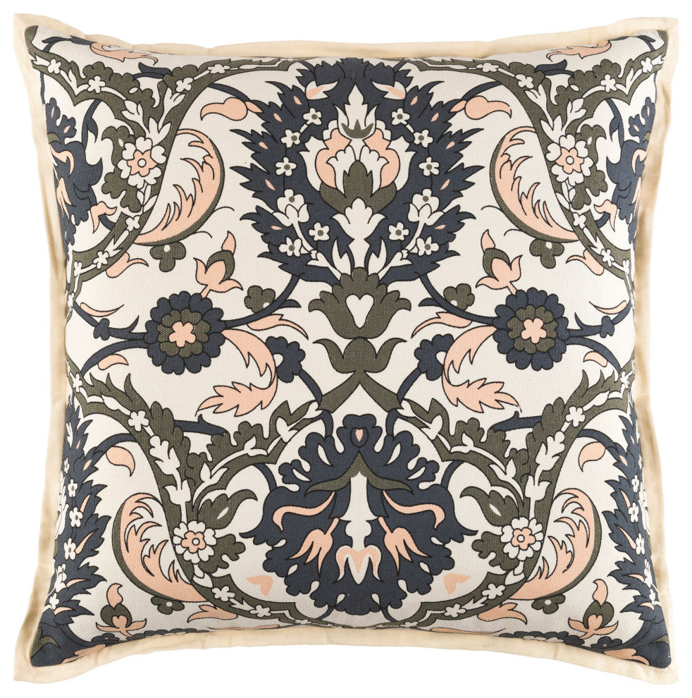 Surya Vincent VCT-002 20"x20" Pillow Kit, Charcoal/Black/Peach/Cream/Brown