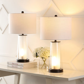 Tryon 26" Modern Minimalist Glass/Iron Nightlight LED Table Lamp,, Set of 2