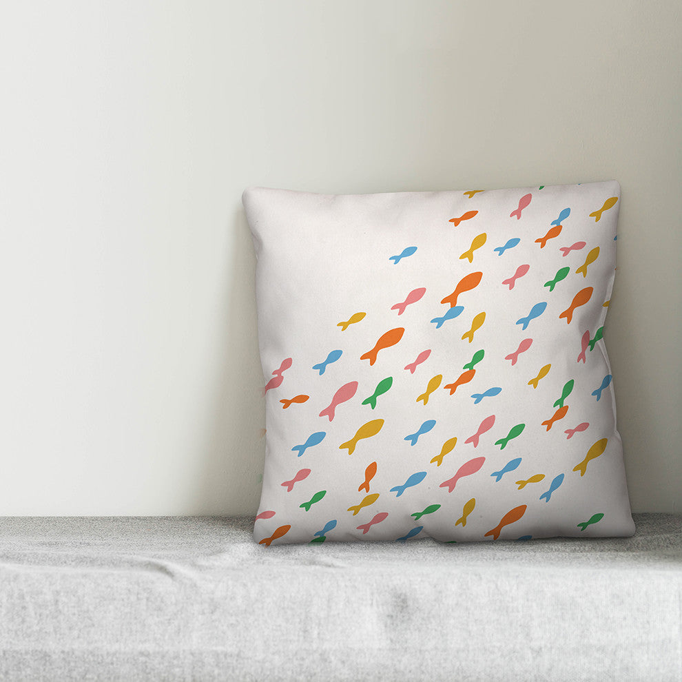 Colorful School of Fish 18x18 Throw Pillow