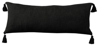 Ox Bay Handwoven Black Solid Organic Cotton Pillow Cover, 14"x36"