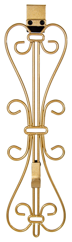 Adjustable Wreath Hanger for Door Elegant, Black, Gold