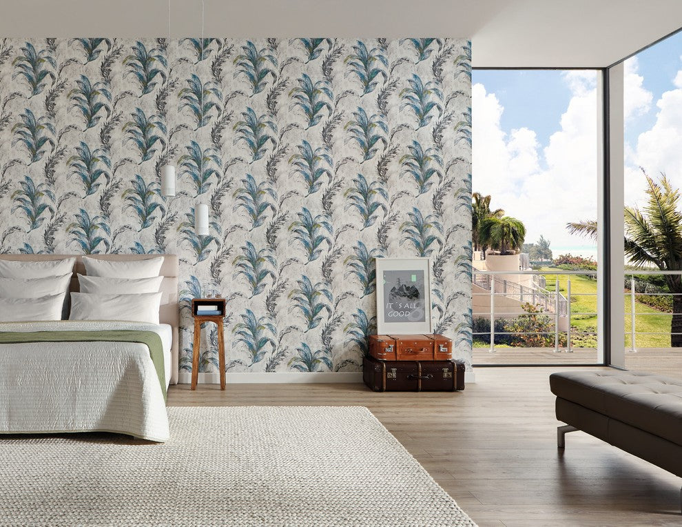 Metropolis 2, Urban Graphic Stripes Floral Plain Light White Wallpaper Roll