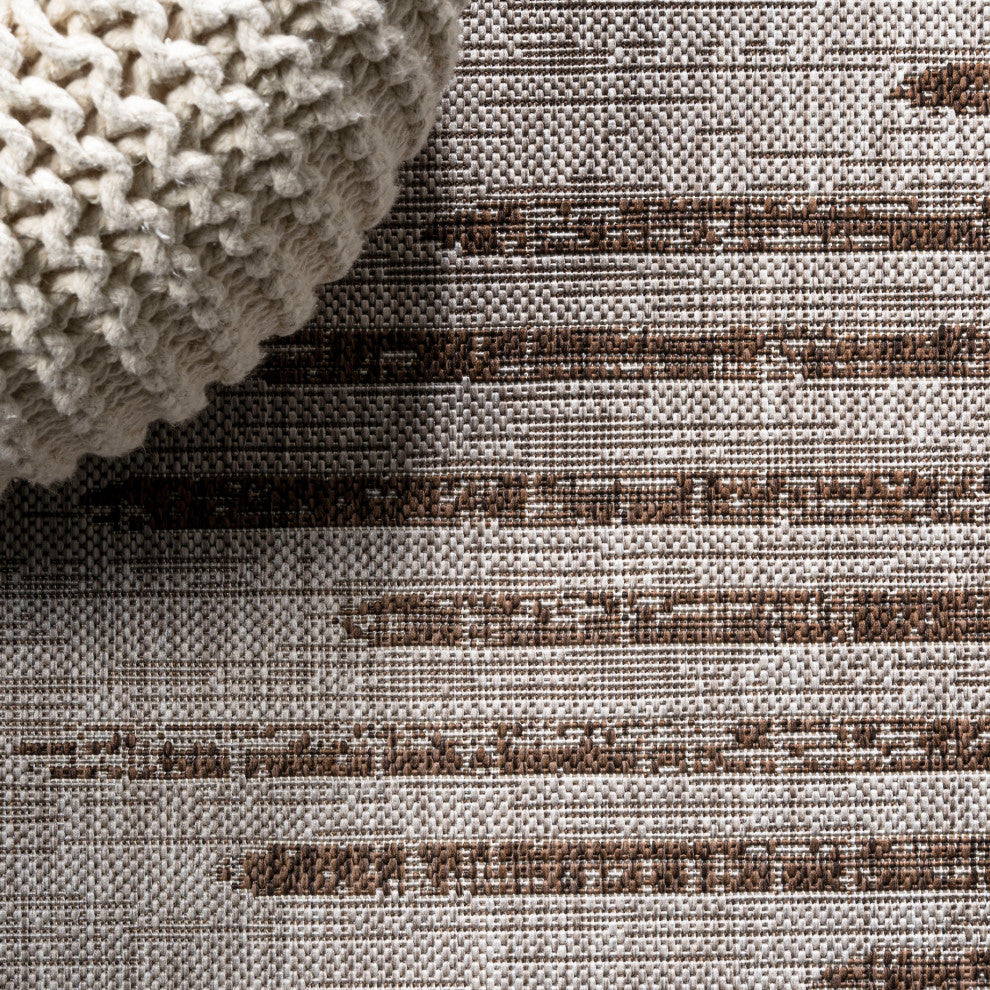 Zolak Berber Stripe Indoor/Outdoor Rug, Beige/Brown, 2 X 10