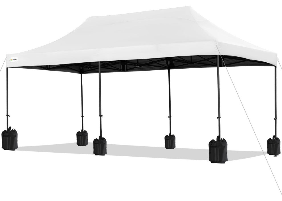 JEAREY Pop Up Canopy Tent, Outdoor Canopy, 4 Sand Bags, White, 10x20ft