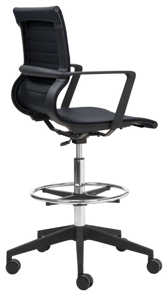 Computer Work Chair, Fabric, Steel, Black, Black, Chrome, Home Business Office