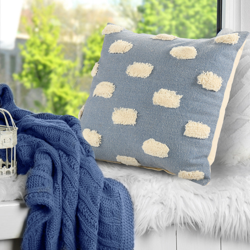 Pom Pom Palace Glam Throw Pillow, Denim Blue, 20" X 20"