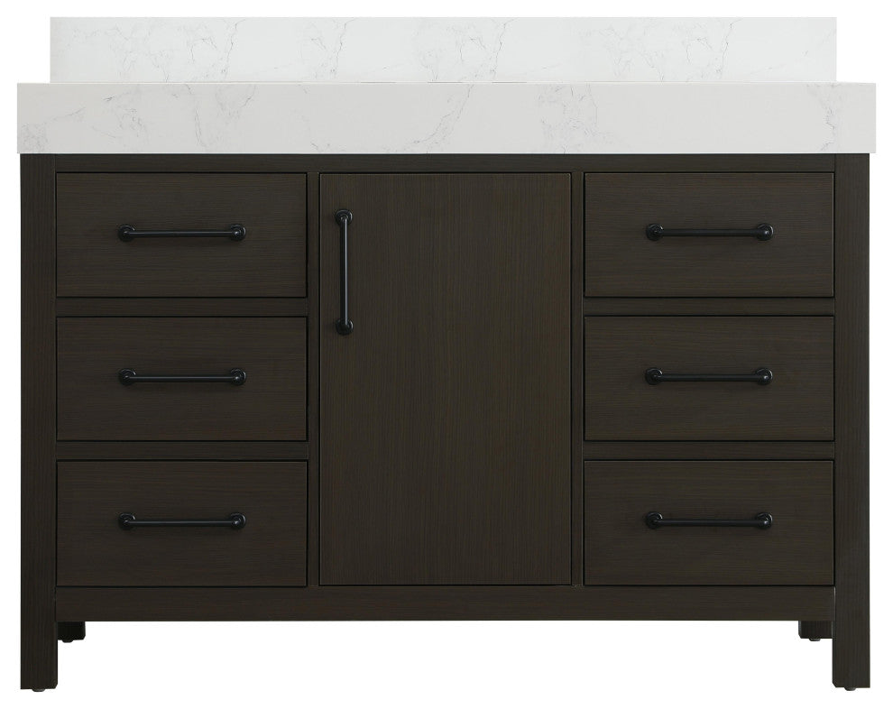 Home Living 48" Single Bathroom Vanity, Mocha Brown With Backsplash