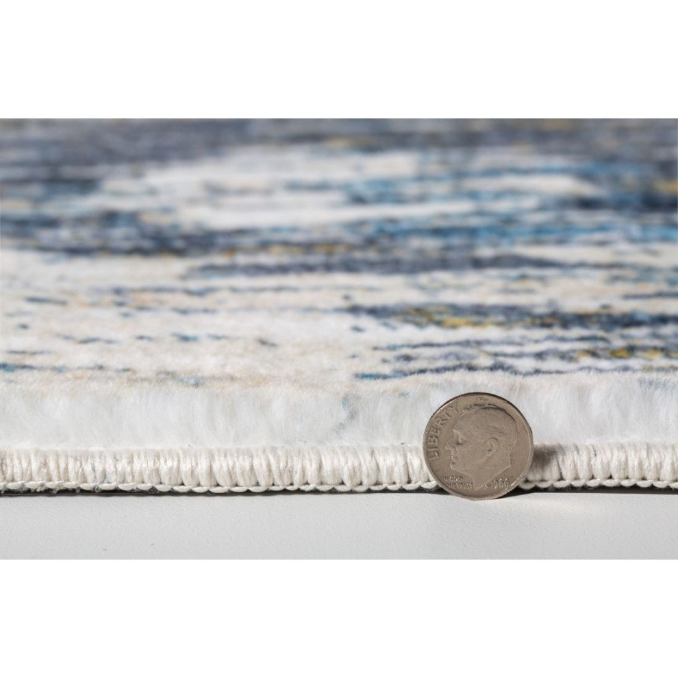 KAS Roxy 2802 Blue/Gold Mirage Area Rug, 5'x7'6"