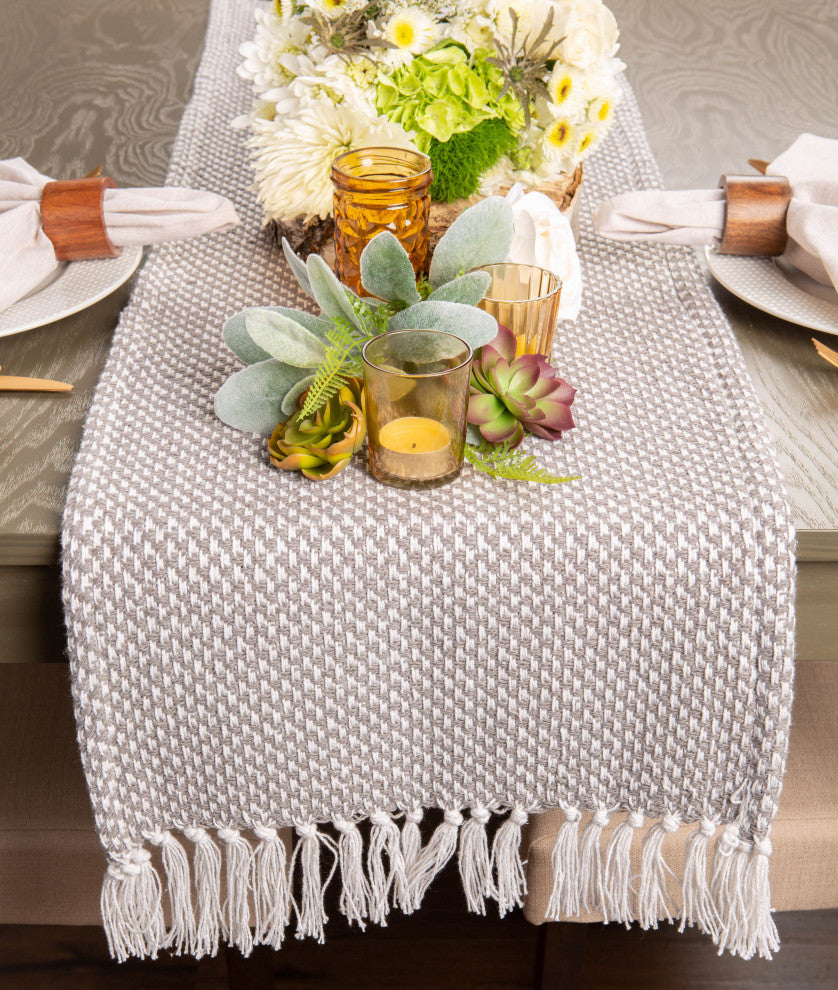 Gray Woven Table Runner 15X72
