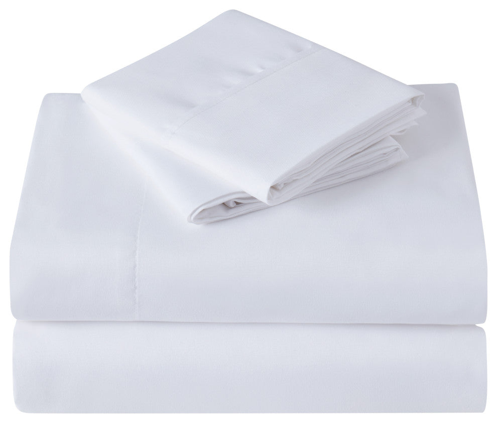 Kathy Ireland 4 Piece Brushed Microfiber Sheet Set, White, Queen