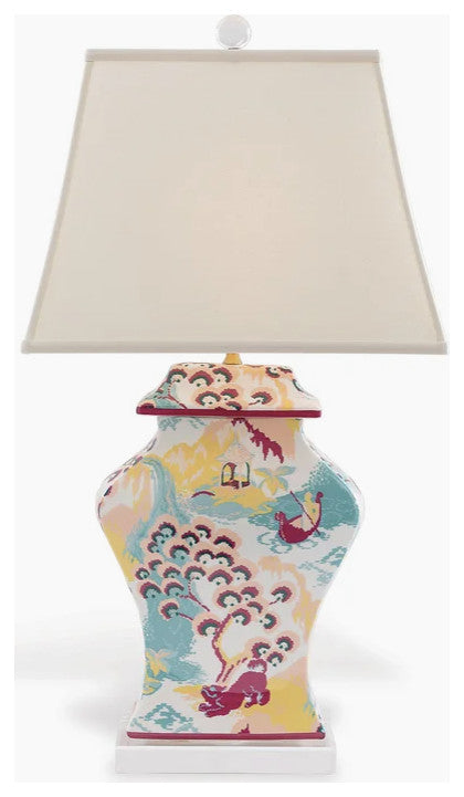 Canton Porcelain Table Lamp, Coral
