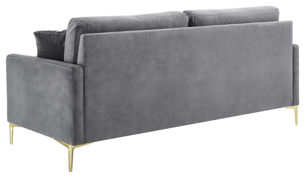 Sofa, Velvet, Gray, Modern, Living Lounge Room Hotel Lobby Hospitality