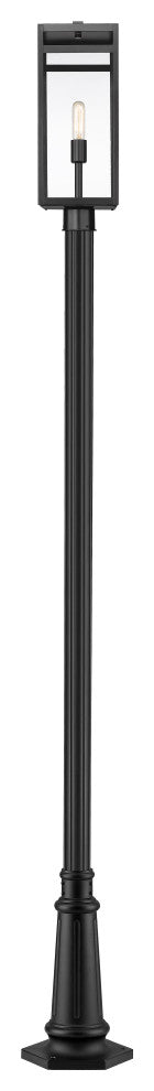 Zlite 596PHBR-557P-BK 1-Light Outdoor Post Mounted Fixture, Clear