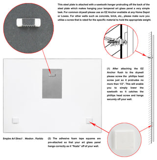 "Prestige T" Frameless Free Floating Reverse Printed Tempered Glass Wall Art