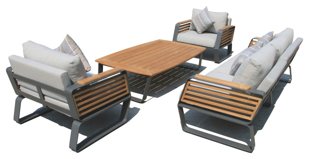 Palazzolo Outdoor Teak Patio and Coffee Table Set