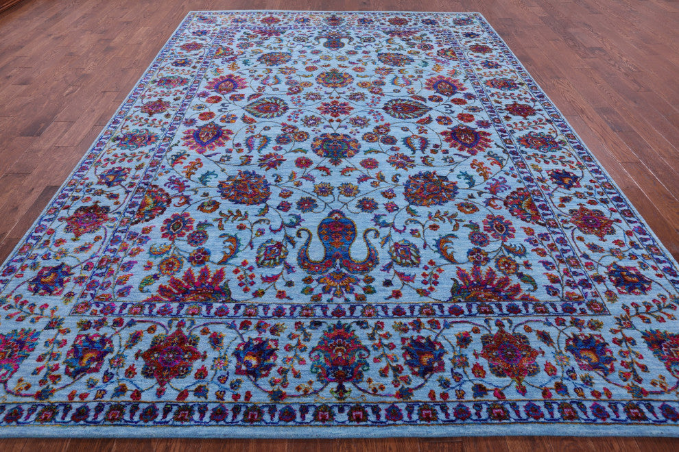 9' 0" X 12' 3" Wool & Silk Persian Hand Knotted Rug - Q14917